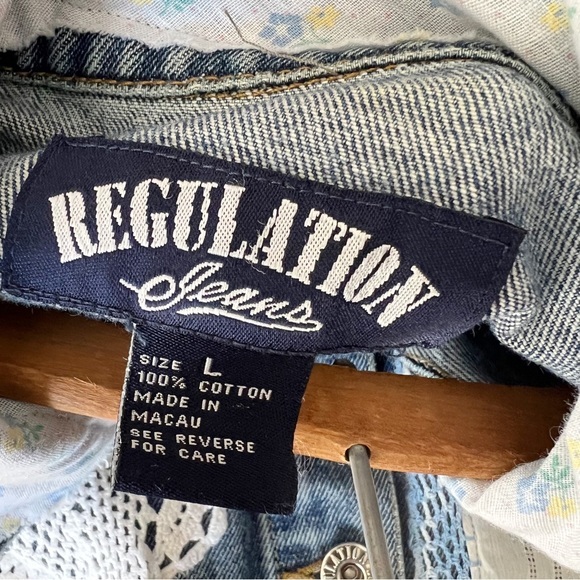 Reworked patchwork handkerchief floral denim jacket L handmade - Picture 11 of 11